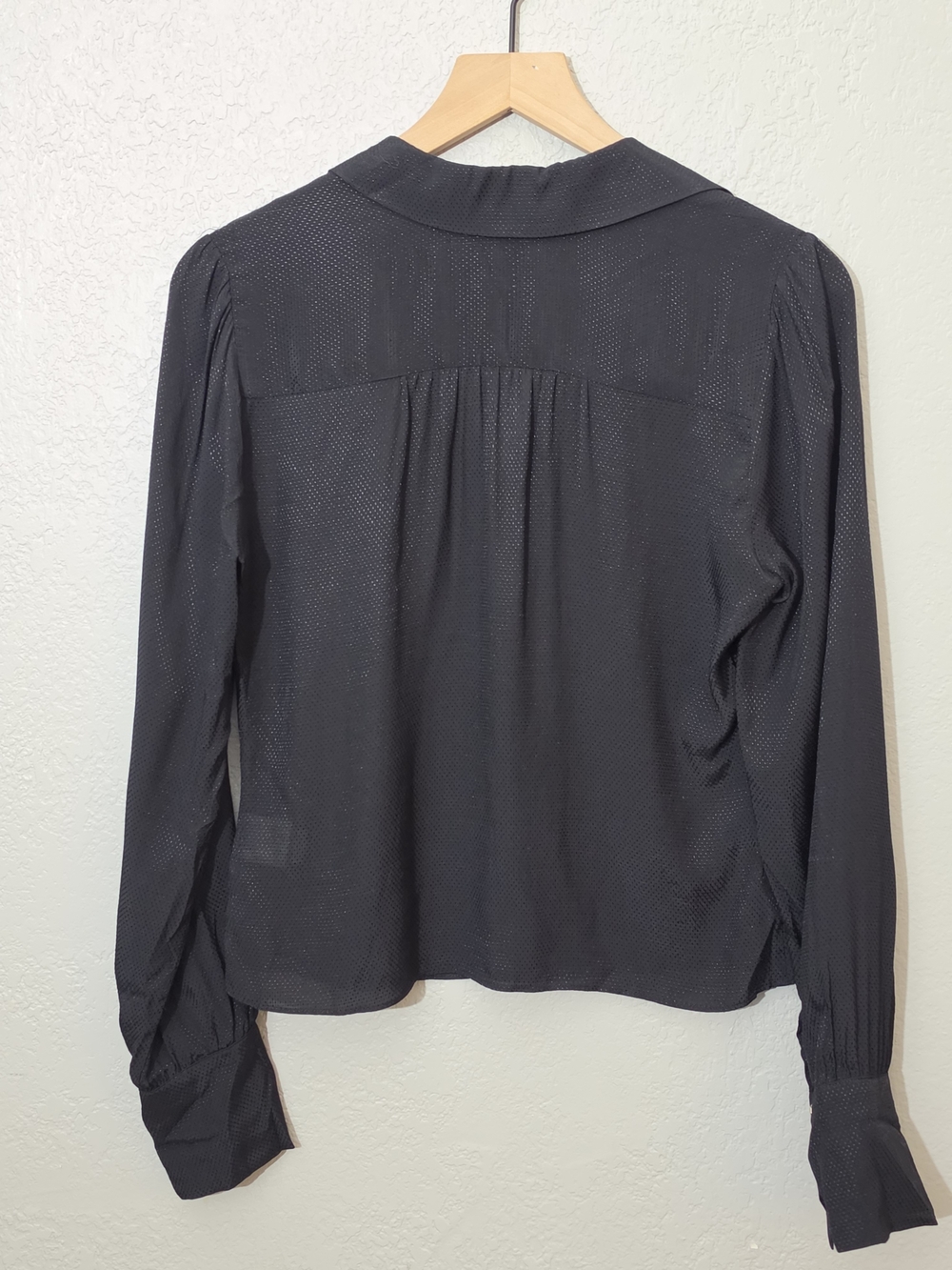 PAIGE Camu Jacquard Button Up Shirt Black Sleek Classic Womens Size 2 - Picture 9 of 9